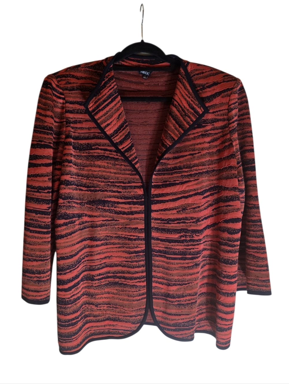 MISOOK Orange Black Open Front Blazer Cardigan Jacket - Size XL